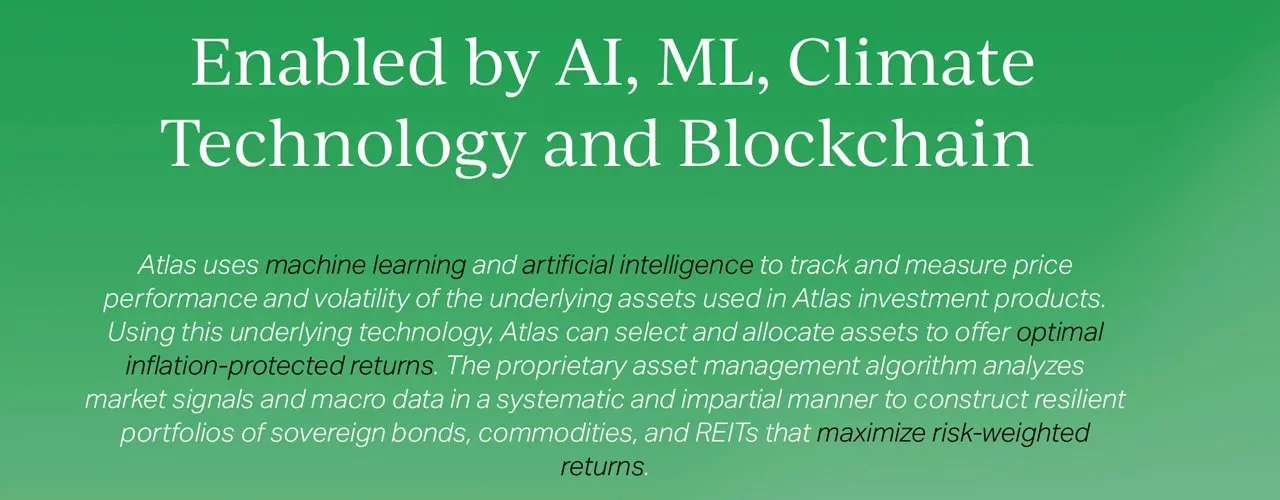 Согласно сайту, стратегия токена Atlas включает в себя различные технологии.