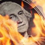 dollar in fire