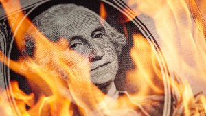 dollar in fire