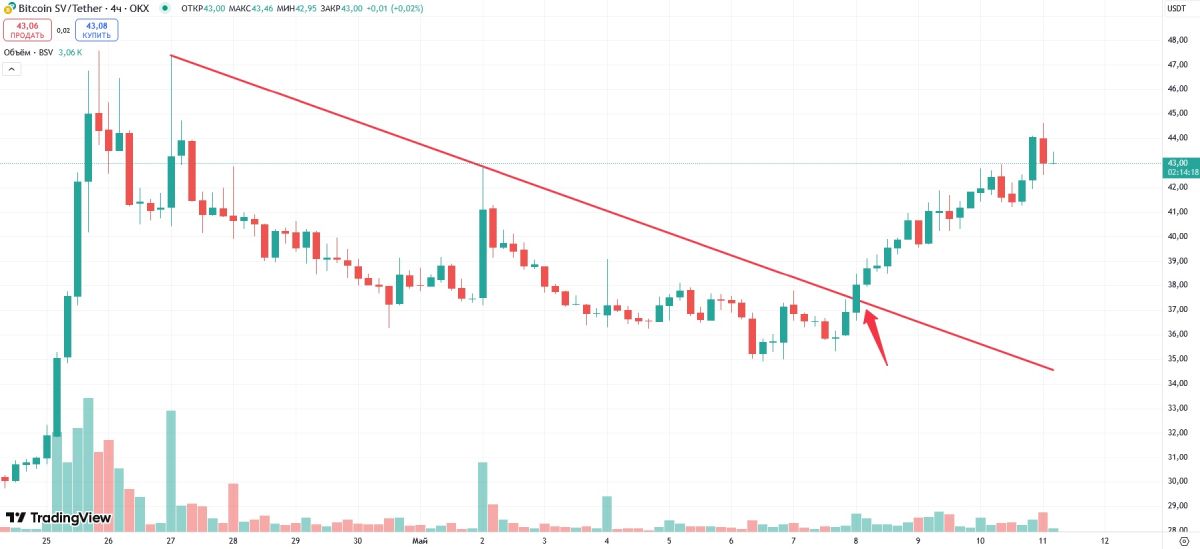 Изменение курса Bitcoin SV